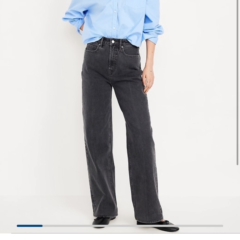 Old Navy - Extra High-Waisted Sky-Hi Wide-Leg Jeans - Black Wash - 10